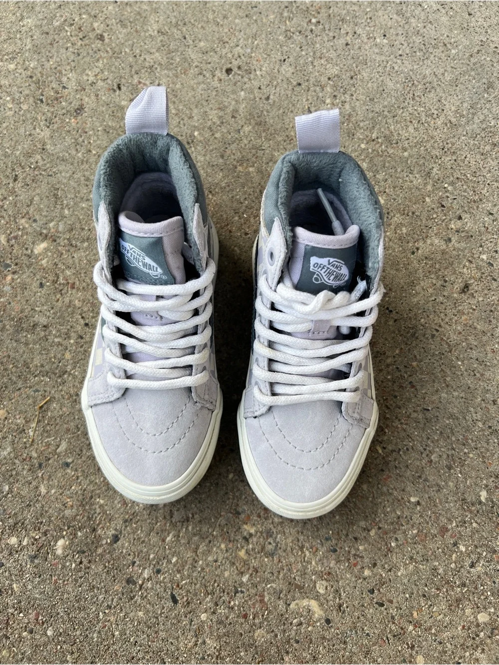 Vans Kids High-Top Checkerboard Sneakers - Light Purple & Gray size 11 lilac
